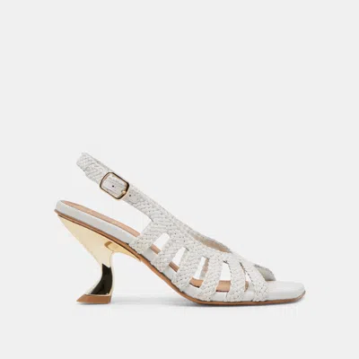DOLCE VITA SICILY HEELS WHITE WOVEN LEATHER