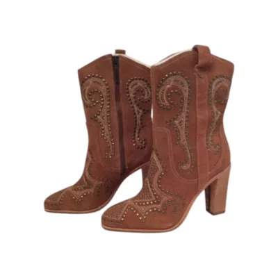 DONALD PLINER WOMEN'S OLIVIA SUEDE BOOT IN SADDLE OILY SUEDE