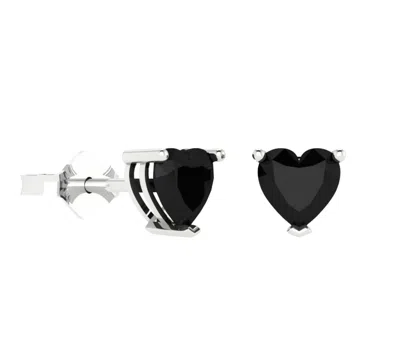 DONATELLO GIAN SOLID 925 STERLING SILVER CREATED GEMSTONE HEART STUD EARRINGS
