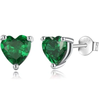 DONATELLO GIAN DONATELLO GIAN SOLID STERLING SILVER CREATED GEMSTONE HEART STUD EARRINGS