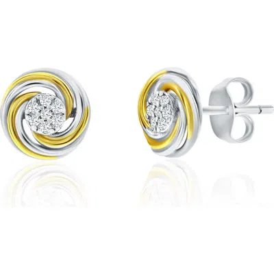 DONATELLO GIAN DONATELLO GIAN TWO TONE CRYSTAL SWIRL EARRINGS