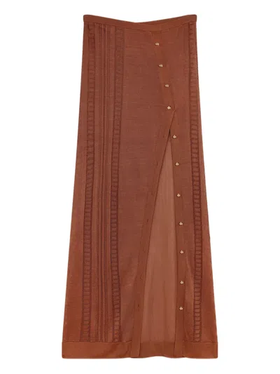 DONDE ESTEBAN GUAYABERA KNITTED MAXI SKIRT