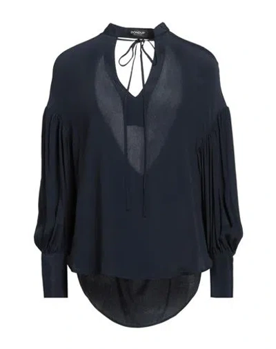DONDUP DONDUP WOMAN TOP NAVY SIZE 2 ACETATE, SILK