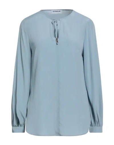 DONDUP DONDUP WOMAN TOP SKY BLUE SIZE 6 ACETATE, SILK