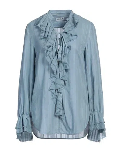 DONDUP DONDUP WOMAN TOP SLATE BLUE SIZE 8 COTTON, VISCOSE