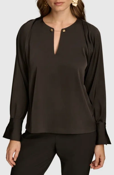 DONNA KARAN DONNA KARAN NEW YORK CHAIN LONG SLEEVE CREPE TOP