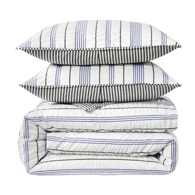 DONNA KARAN DKNY SEERSUCKER STRIPE DUVET SET, KING