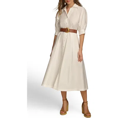 DONNA KARAN DONNA KARAN NEW YORK COTTON SATEEN MIDI SHIRTDRESS