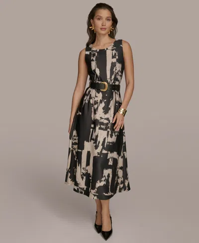 DONNA KARAN WOMEN'S PRINTED BELTED A-LINE DRESS