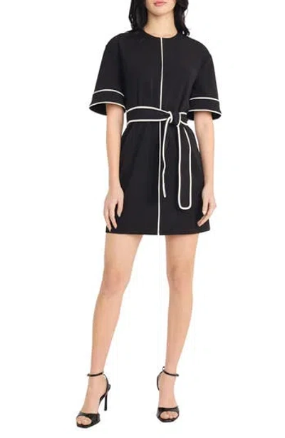DONNA MORGAN DONNA MORGAN CONTRAST PIPING SHORT SLEEVE MINIDRESS