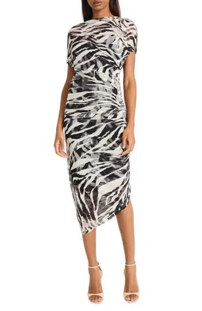 DONNA MORGAN DONNA MORGAN FOR MAGGY ASYMMETRIC RUCHED MIDI DRESS