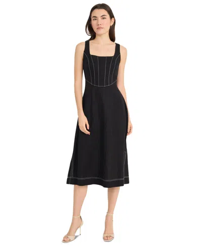 DONNA MORGAN WOMEN'S SQUARE-NECK SLEEVELESS SIDE-SLIT DRESS