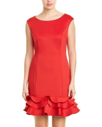 DONNA RICCO CUPCAKE HEM SCUBA SHEATH DRESS IN RED
