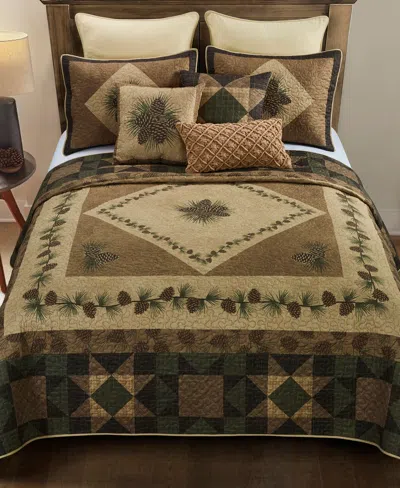 DONNA SHARP ANTIQUE-LIKE PINE 3 PIECE QUILT SET, QUEEN
