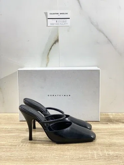 DORATEYMUR DORATEYMUR DAMENSCHUH PUBLICITY MAULTIER SCHWARZES LEDER LUXURY SANDALE 37.5