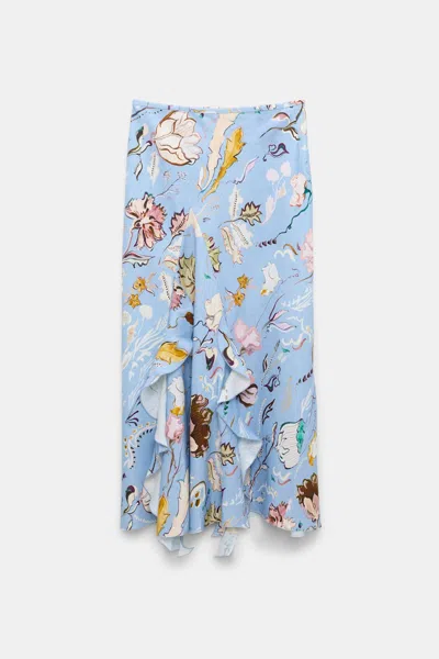 DOROTHEE SCHUMACHER PRINTED LINEN BIAS CUT MAXI SKIRT