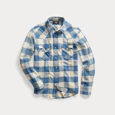 DOUBLE RL RALPH LAUREN SLIM FIT PLAID TWILL WESTERN SHIRT