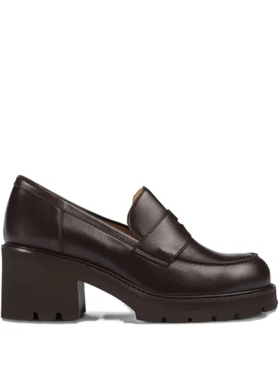 DOUCAL'S BLOCK-HEEL LEATHER LOAFERS