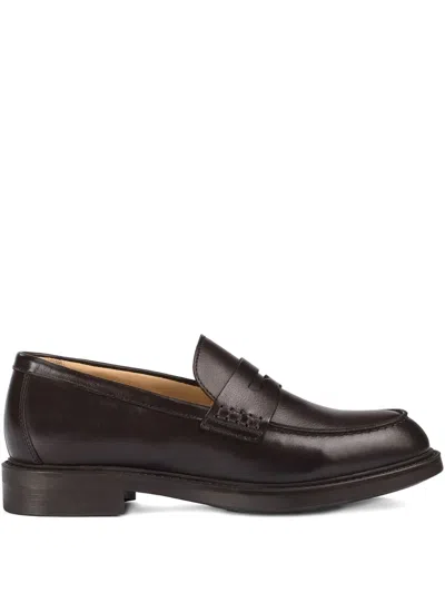 DOUCAL'S PENNY-SLOT LEATHER LOAFERS