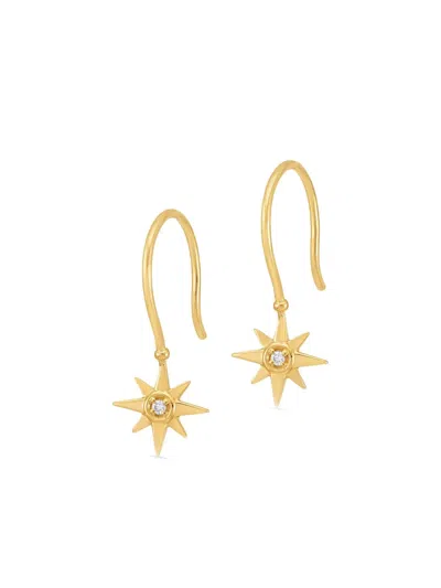 DOWER & HALL 14KT YELLOW GOLD NORTH STAR DIAMOND EARRINGS