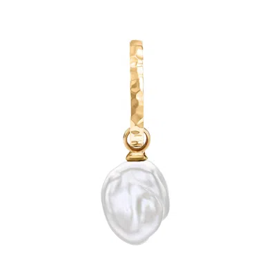 DOWER & HALL MEN'S SINGLE NOMAD KESHI LUNA PEARL HOOP IN GOLD VERMEIL