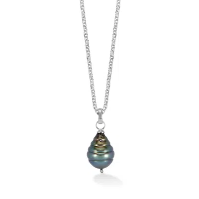 DOWER & HALL MEN'S TAHITIAN PEARL PENDANT IN STERLING SILVER