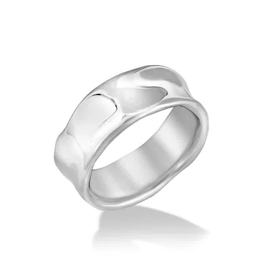 DOWER & HALL MEN'S WIDE WATERFALL RING IN STERLING SILVER