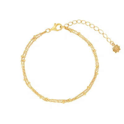 DOWER & HALL WOMEN'S DOUBLE ROW DOTTY CHAIN BRACELET IN GOLD VERMEIL