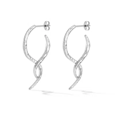 DOWER & HALL WOMEN'S ENTWINED LARGE DOUBLE TWIST HOOPS IN SILVER