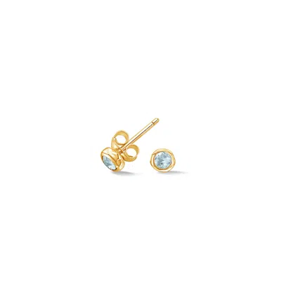 DOWER & HALL WOMEN'S GOLD / BLUE AQUAMARINE DEWDROP STUDS IN GOLD VERMEIL