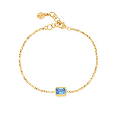 DOWER & HALL WOMEN'S GOLD / BLUE BLUE TOPAZ OCTAGON CHAIN BRACELET IN GOLD VERMEIL