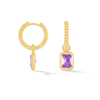 DOWER & HALL WOMEN'S GOLD / PINK / PURPLE AMETHYST HUMBUG HUGGIE CHARM HOOPS IN GOLD VERMEIL