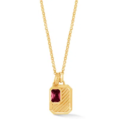 DOWER & HALL WOMEN'S GOLD / RED RED GARNET OCTAGON HUMBUG NECKLACE IN GOLD VERMEIL