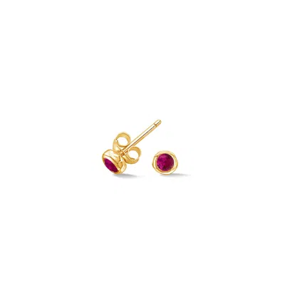 DOWER & HALL WOMEN'S GOLD / RED RUBY DEWDROP STUDS IN GOLD VERMEIL