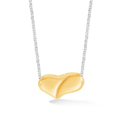 DOWER & HALL WOMEN'S GOLD / SILVER PUFF HEART PENDANT IN TWO TONES