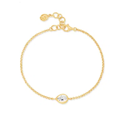 DOWER & HALL WOMEN'S GOLD / WHITE WHITE TOPAZ PEAR CHAIN BRACELET IN GOLD VERMEIL
