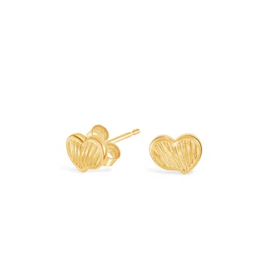 DOWER & HALL WOMEN'S HUMBUG HEART STUDS IN GOLD VERMEIL