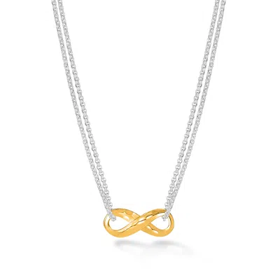 DOWER & HALL WOMEN'S SILVER / GOLD ENTWINED INFINITY PENDANT IN TWO TONE