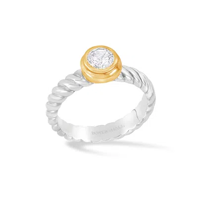 DOWER & HALL WOMEN'S SILVER / GOLD LAB GROWN WHITE SAPPHIRE TWIST TWINKLE RING