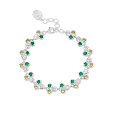 DOWER & HALL WOMEN'S SILVER / GREEN GREENS TRIO ARRAY LINE BRACELET IN STERLING SILVER