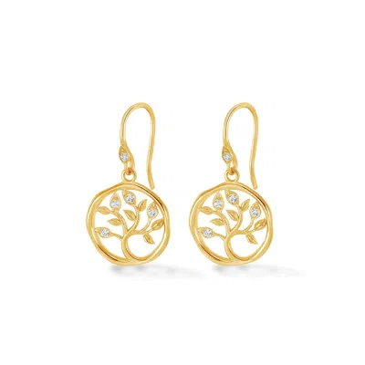 DOWER & HALL WOMEN'S SOLID GOLD DIAMOND TREE OF LIFE TALISMAN EARRINGS