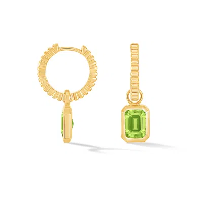 DOWER & HALL WOMEN'S YELLOW / ORANGE / GOLD PERIDOT HUMBUG HUGGIE CHARM HOOPS IN GOLD VERMEIL