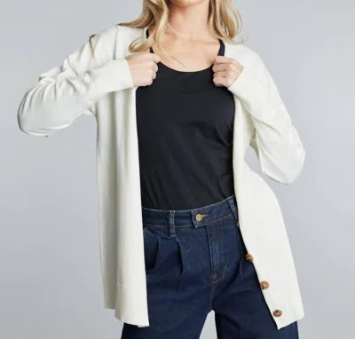 DOWNEAST CLASSIC LONG SLEEVE CARDIGAN IN GARDENIA