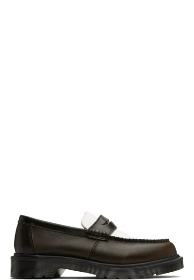 DR. MARTENS BROWN & WHITE PENTON TWO-TONE LEATHER LOAFERS