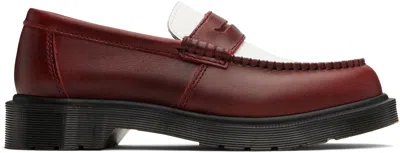DR. MARTENS BURGUNDY & WHITE PENTON TWO-TONE LEATHER LOAFERS