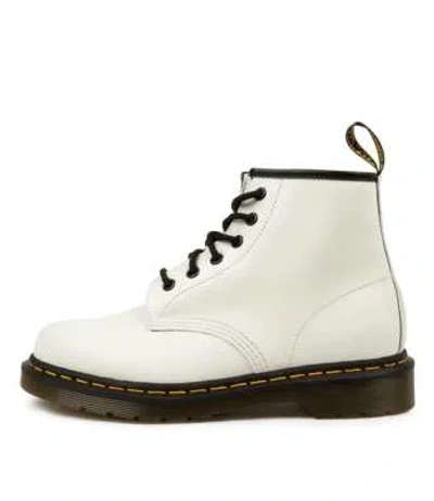 DR. MARTENS DR MARTEN 101 YELLOW STITCH WHITE WOMENS SHOES CASUAL BOOTS ANKLE