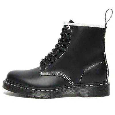 DR. MARTENS Dr.Martens 1460 Contrast Stitch Leather Lace Up Boots 'Black Smooth Leather'