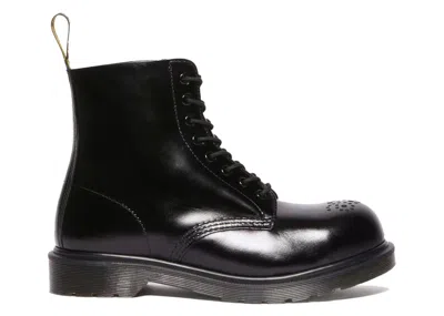 DR. MARTENS MEN'S DR. MARTENS 1460 ANALINE LEATHER STEEL TOE BOOTS BLACK SNEAKERS IN BLACK ANALINE/ANILINE