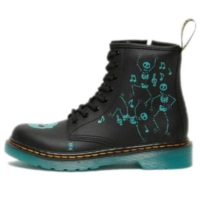 DR. MARTENS (PS) Dr.Martens 1460 PU Skelly Print Leather Lace Up Boots 'Black Aqua'
