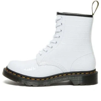 DR. MARTENS (WMNS) Dr. Martens 1460 Patent Croc Emboss Leather Boots 'White'